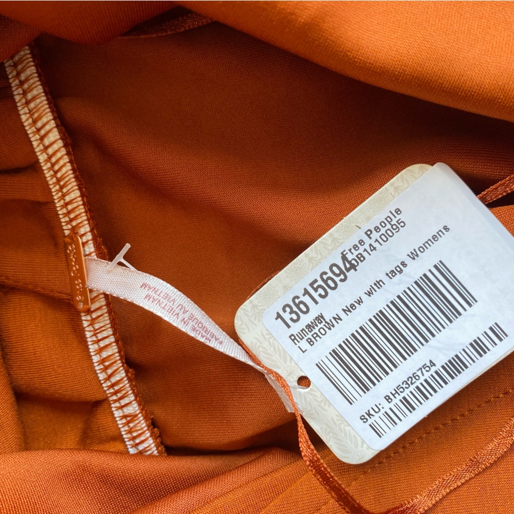 NWT Free People Runaway Womens Knit Wrap Mini Dress Brandy/Orange Size L - Picture 14 of 15